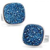 Sterling Blue Square Druzy Cufflinks-CLI-RR-498-BLU