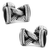 Sterling Braided Onyx Rope Cufflinks