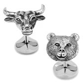 Sterling Bull and Bear Head Cufflinks