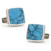 Sterling Classic Scaled Turquoise Cufflinks