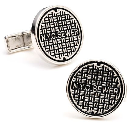 Sterling NYC Manhole Cover Cufflinks