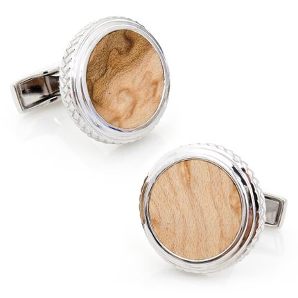 Sterling Opus Birdseye Maple Wood Cufflinks