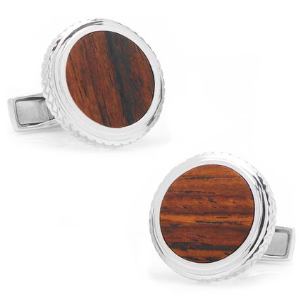 Sterling Opus Cocobolo Wood Cufflinks