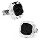 Sterling Opus Matte Black Hammered Center Cufflinks