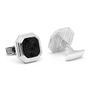 Sterling Opus Matte Black Hammered Center Cufflinks