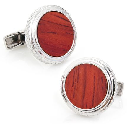 Sterling Opus Padauk Wood Cufflinks