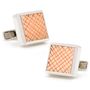 Sterling Orange Cat's Eye Etched Plaid Cufflinks