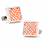 Sterling Orange Etched Plaid MOP Cufflinks