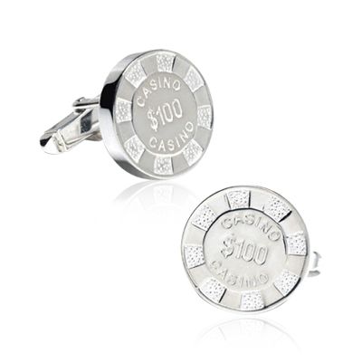 Sterling Poker Chip Cufflinks