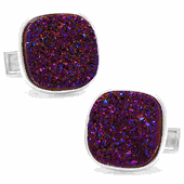 Sterling Red Square Druzy Cufflinks-CLI-RR-498-RED