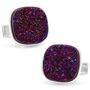 Sterling Red Square Druzy Cufflinks-CLI-RR-498-RED