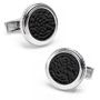 Sterling Round Matte Black Hammered Opus Cufflinks