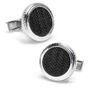 Sterling Round Matte Black Woven Opus Cufflinks