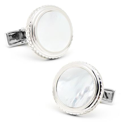 Sterling Round MOP Opus Cufflinks