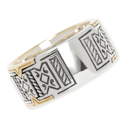 Sterling Silver & 18K Gold Band Ring