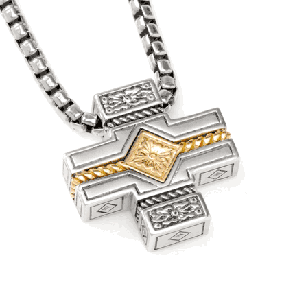 Sterling Silver & 18K Gold Cross Necklace