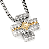 Sterling Silver & 18K Gold Cross Necklace