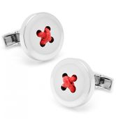 Sterling Silver Button Cufflinks with Red Thread