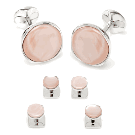 Sterling Silver Classic Formal Pink Mother of Pearl Stud Set