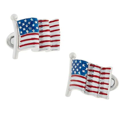 Sterling Silver Enameled American Flag Cufflinks