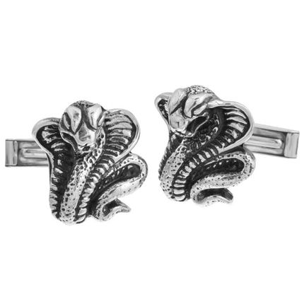 Sterling Silver Hypnotic Cobra Cufflinks