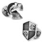 Sterling Silver Knight Helmet and Shield Cufflinks