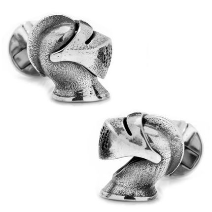 Sterling Silver Knight Helmet Cufflinks