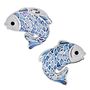 Sterling Silver Koi Inlay Fish MOP Blue