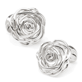 Sterling Silver Rhodium Plated Rose Cufflinks