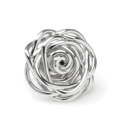 Sterling Silver Rhodium Plated Rose Lapel Pin