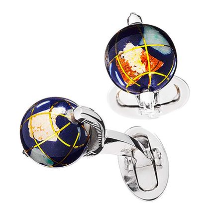 Sterling Silver Spinning Globe Cufflinks