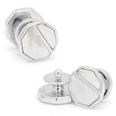 Sterling Vintage Snap MOP Octagon Cufflinks-CLI-RR-454-OC
