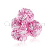 Strawberry & Cream Pink White Silk Knot Cuff Links