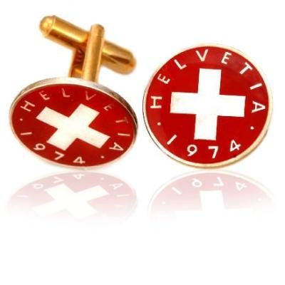 Swiss Red Cross Coin Cuff Links