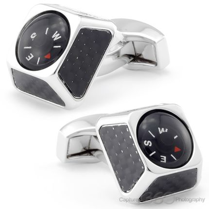 Tateossian Black Compass Mechanical Cufflinks