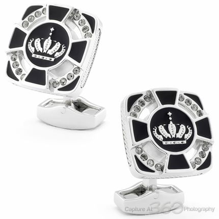 Tateossian Black Sw Britannia Crown Cufflinks