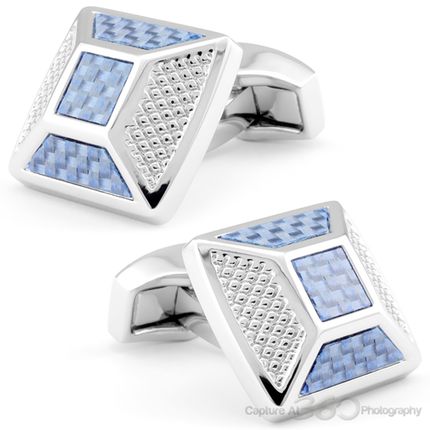 Tateossian Blue Carbon Fibre Pyramid Cufflinks