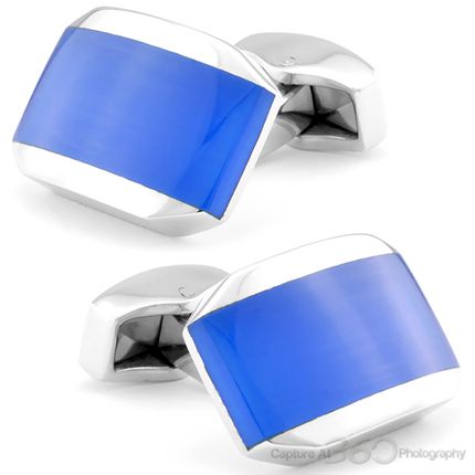 Tateossian Blue Soft Hex Fiber Optic Cufflinks