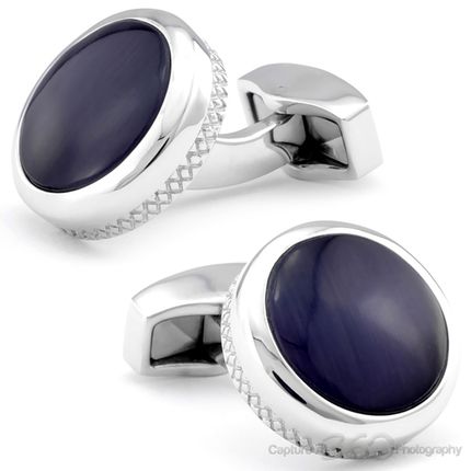 Tateossian Cushion Round Black Cufflinks