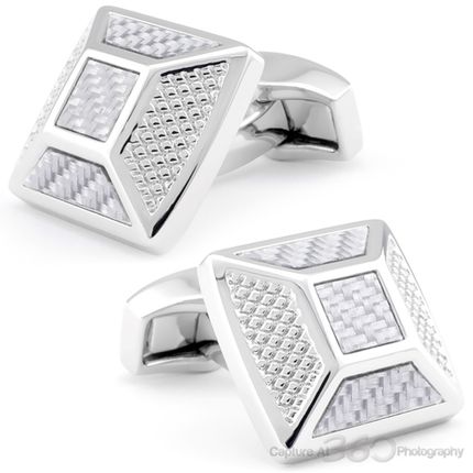 Tateossian Grey Carbon Fibre Pyramid Cufflinks