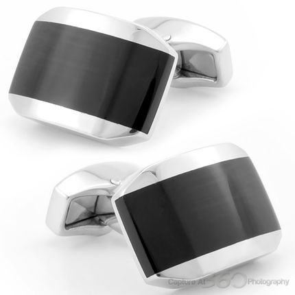 Tateossian Hexagonal Black Cufflinks