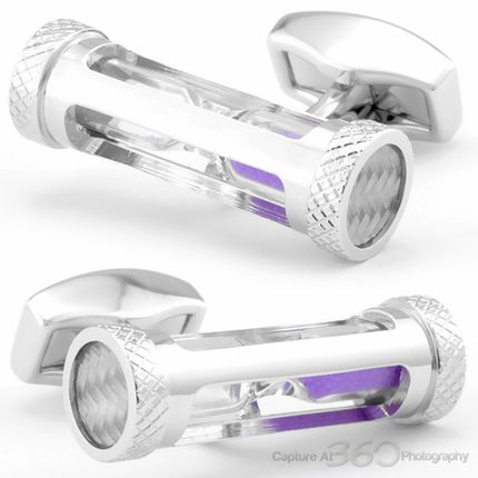 Tateossian Purple Sand Timer Cufflinks