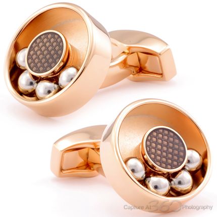 Tateossian Roto Moto Round Rose Gold Cufflinks
