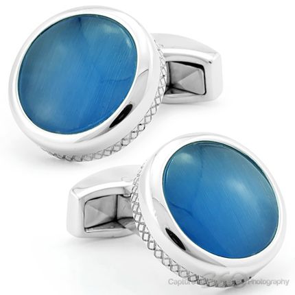 Tateossian Round Cushion Blue Cufflinks