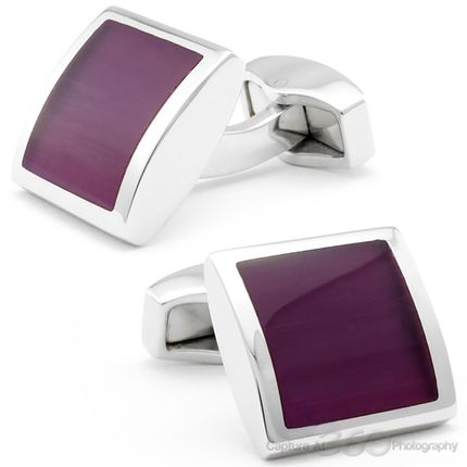 Tateossian Square Cushion Purple Cufflinks