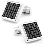 Tateossian Swarovskli Interlock Square Jet Cufflinks