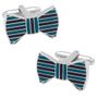 Teal and Plum Bowtie Cufflinks and Tie Bar Gift Set