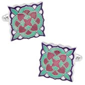 Teal and Purple Deco Bloom Cufflinks