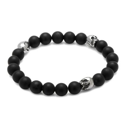 Thomas Onyx Stretch Bracelet in Pewter