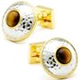 Tiger Eye with Hammered Silver Cufflinks